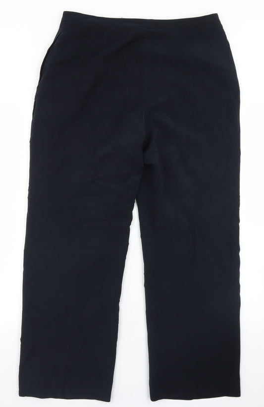 Preworn Womens Blue Polyester Dress Pants Trousers Size 12 L26 in Regular Hook & Eye