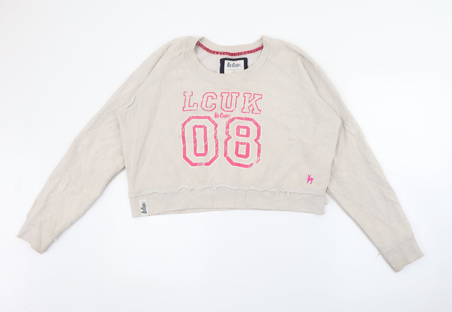 Lee Cooper Womens Ivory Crew Neck Cotton Pullover Jumper Size 14