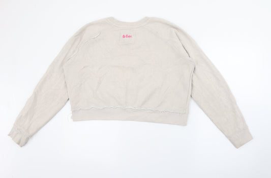 Lee Cooper Womens Ivory Crew Neck  Cotton Pullover Jumper Size 14