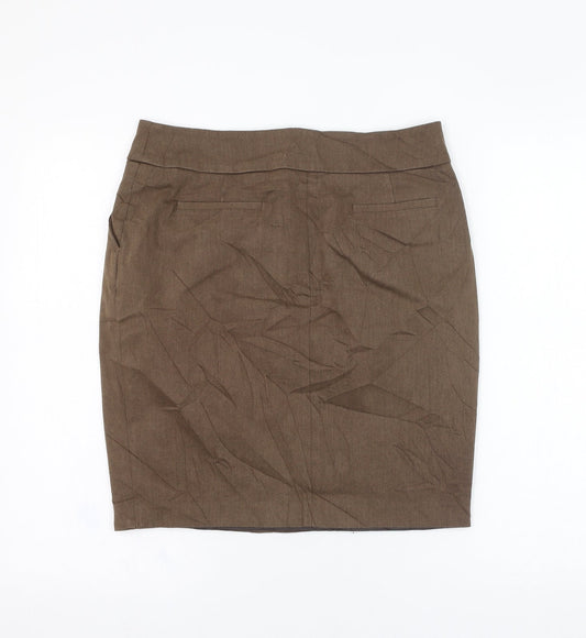 Jobis Womens Brown Cotton Straight & Pencil Skirt Size 12 Zip