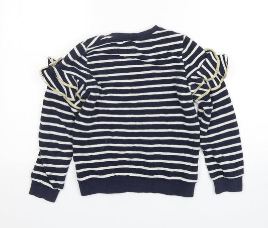 Outside the Lines Girls Multicoloured Striped Cotton Pullover Sweatshirt Size 9-10 Years Pullover
