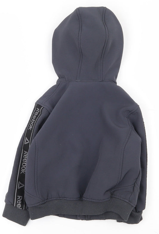 Reebok Boys Grey Polyester Full Zip Hoodie Size 2 Years Zip