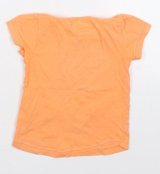 Dunnes Girls Orange Cotton Basic T-Shirt Size 2-3 Years Crew Neck Pullover - Sunny Days Bicycle