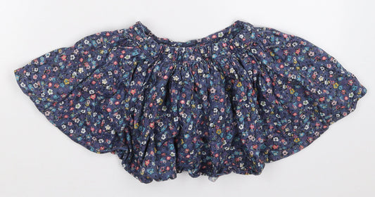 Marks and Spencer Girls Blue Floral Cotton Skater Skirt Size 2-3 Years Regular