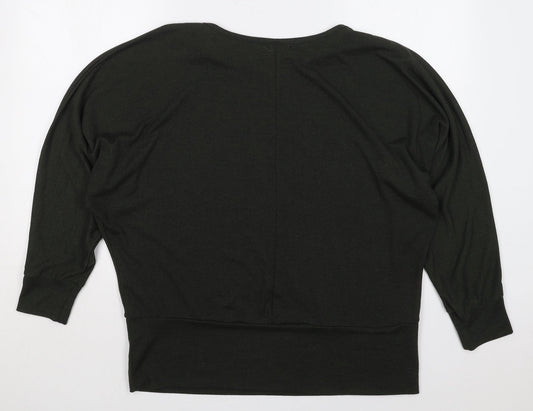 Apricot Womens Green Viscose Basic T-Shirt Size L Boat Neck