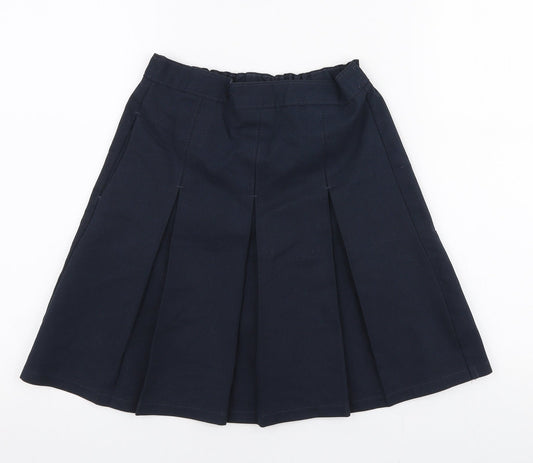 Marks and Spencer Girls Blue Polyester Pleated Skirt Size 8-9 Years Regular Zip