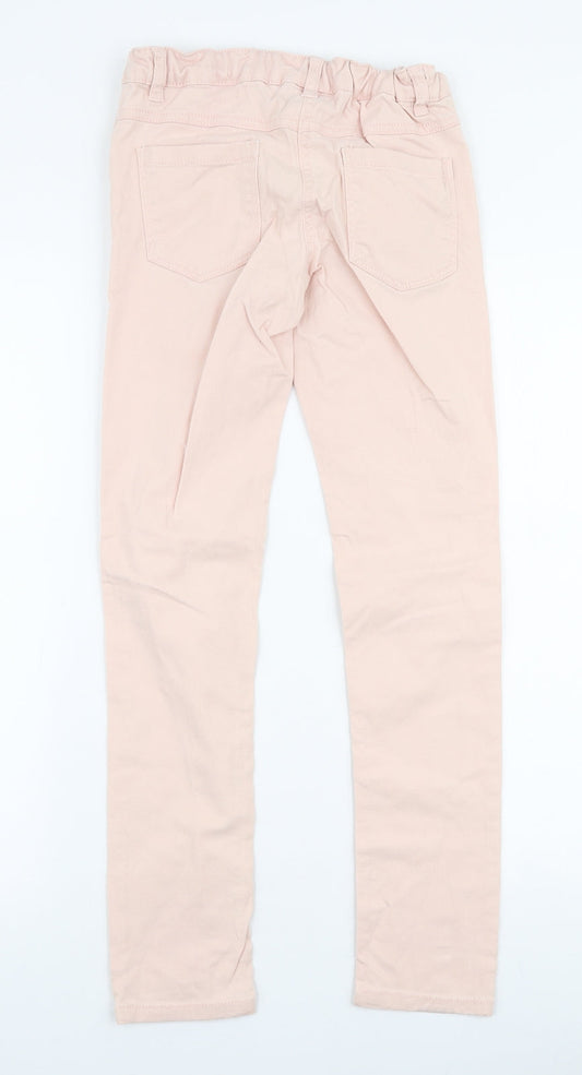NEXT Girls Pink Cotton Skinny Jeans Size 10 Years Slim Zip