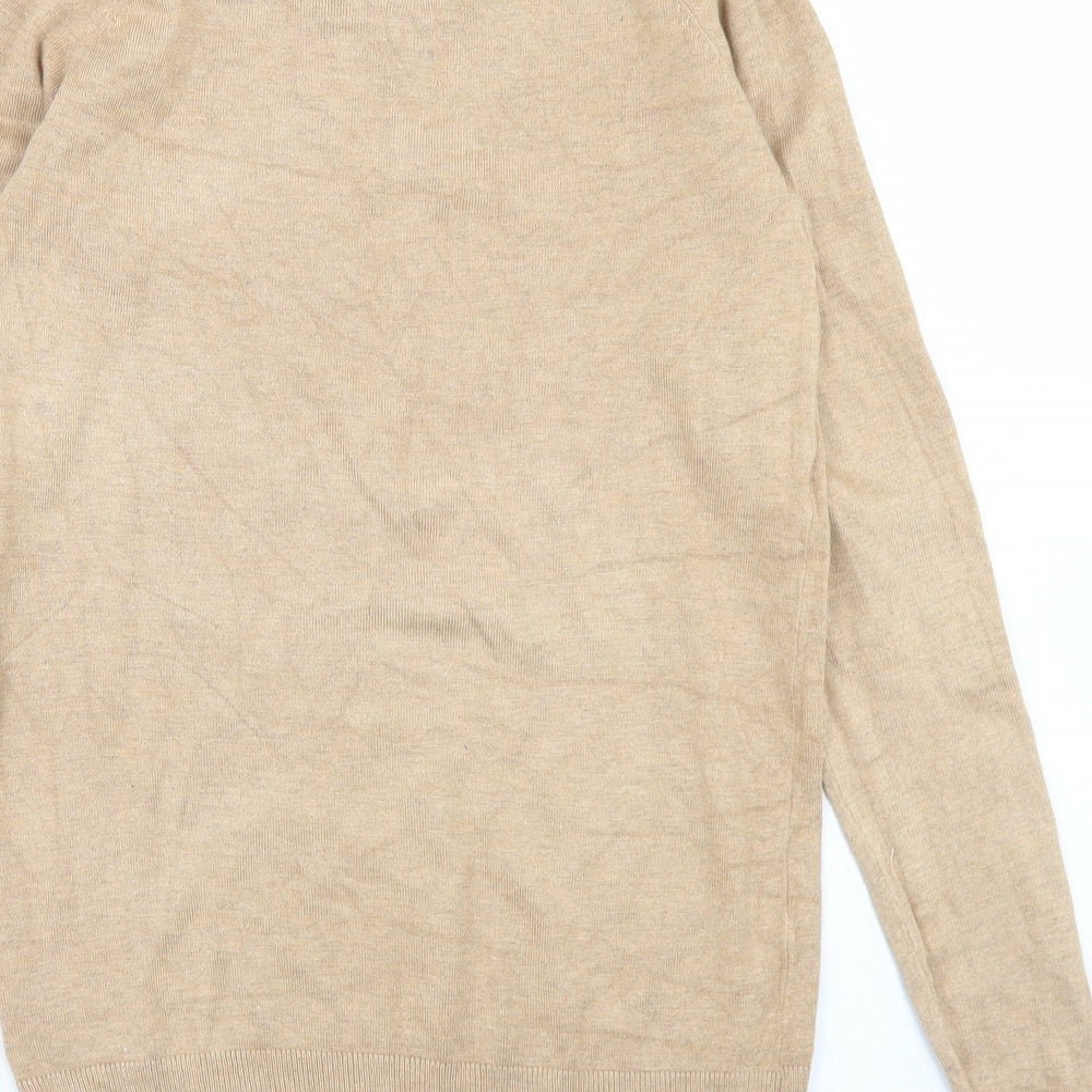 Dunnes Stores Mens Beige Crew Neck Viscose Pullover Jumper Size S