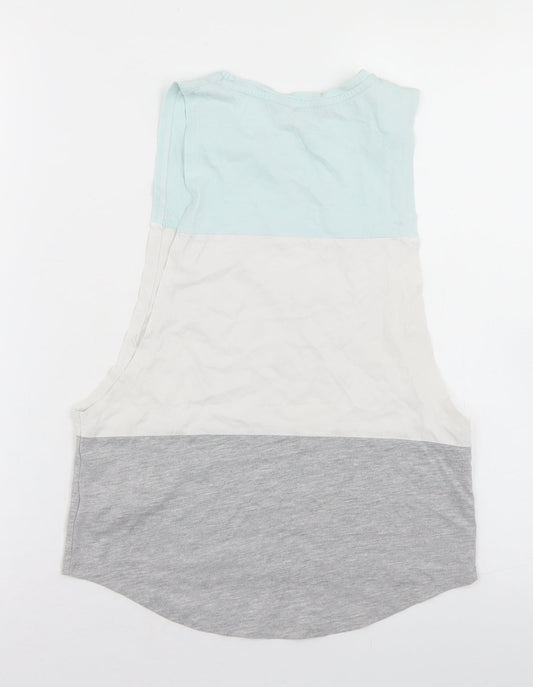 Pineapple Girls Multicoloured Colourblock Cotton Basic Tank Size 9-10 Years Crew Neck