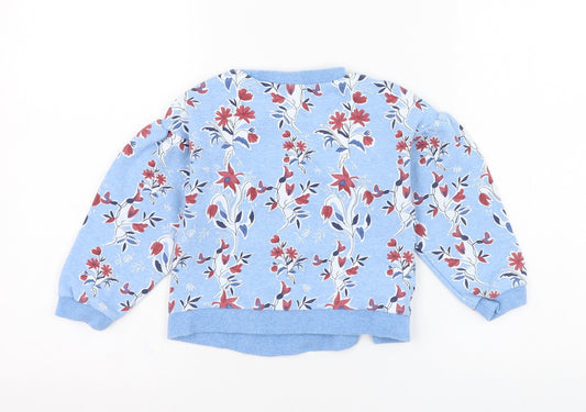 Tutto Piccolo Girls Blue Floral Cotton Pullover Sweatshirt Size 5 Years Pullover