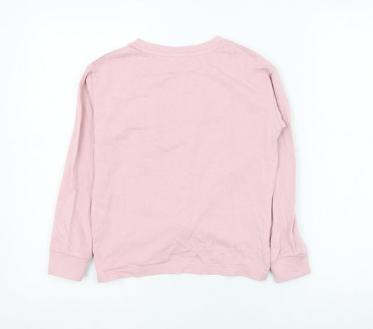 name it Girls Pink Cotton Pullover Sweatshirt Size 7-8 Years Pullover - WKND