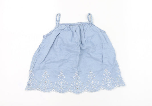 F&F Girls Blue Cotton Tunic Tank Size 2-3 Years Square Neck Pullover