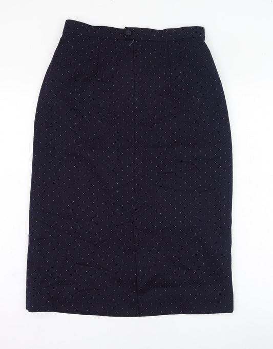 Clan Crest Womens Blue Polka Dot Wool Straight & Pencil Skirt Size 14 Zip