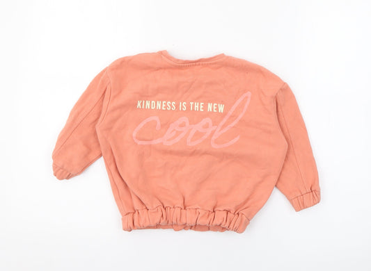 George Girls Orange Cotton Pullover Sweatshirt Size 3-4 Years