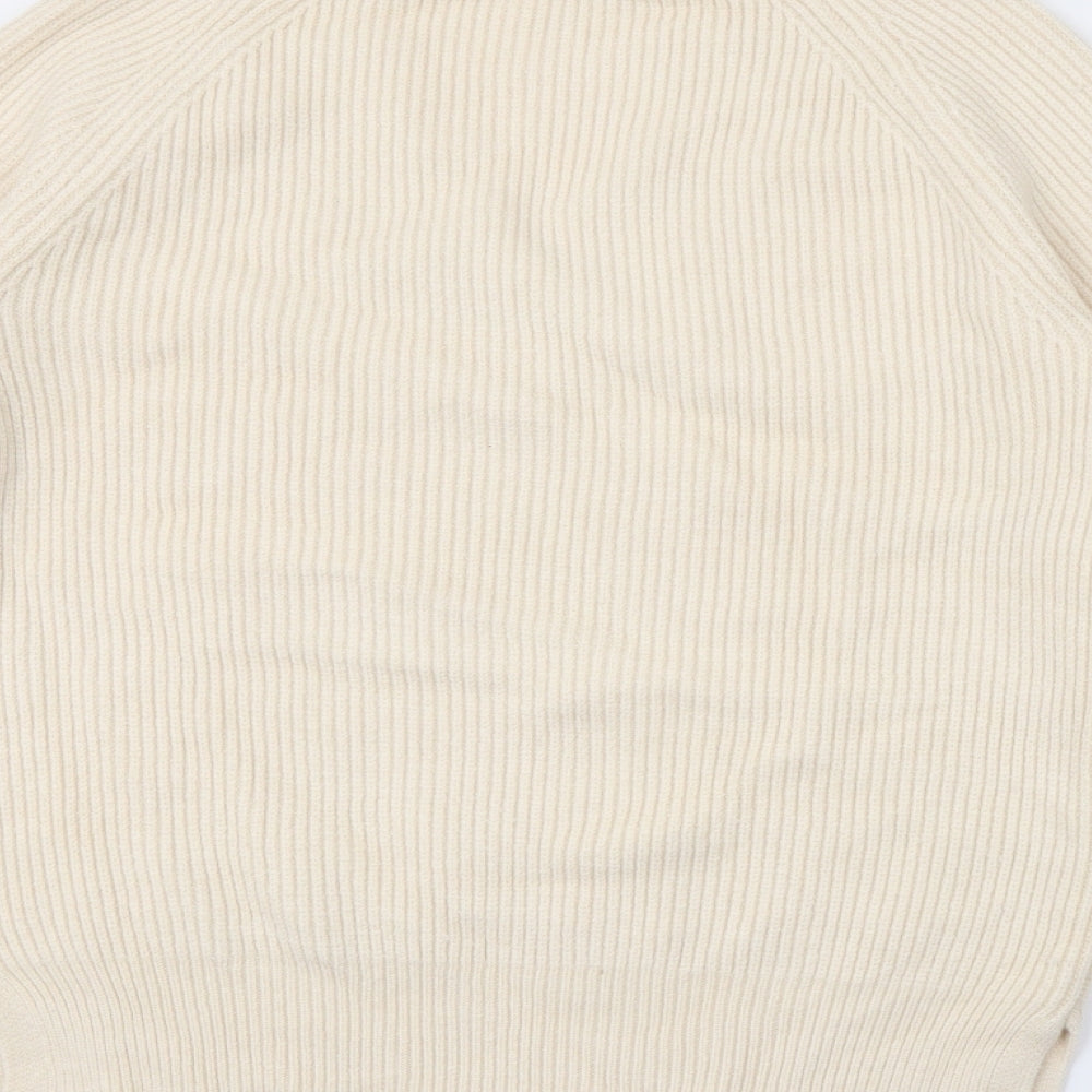 NEXT Womens Ivory V-Neck Viscose Pullover Jumper Size S