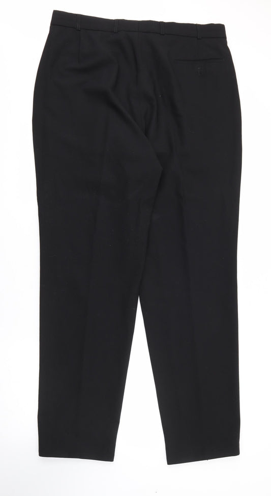 Preworn Womens Black Polyester Trousers Size 36 in L32 in Regular Button