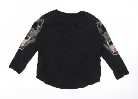 H&M Womens Black Cotton Pullover Sweatshirt Size S