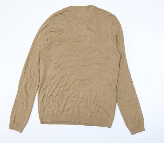 Burton Mens Beige Crew Neck Acrylic Pullover Jumper Size M
