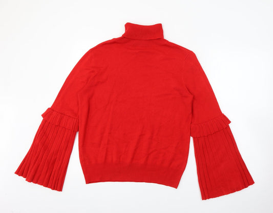 TU Mens Red Roll Neck Acrylic Pullover Jumper