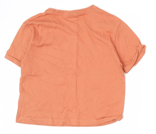 Matalan Girls Orange 100% Cotton Basic T-Shirt Size 10 Years Round Neck Pullover