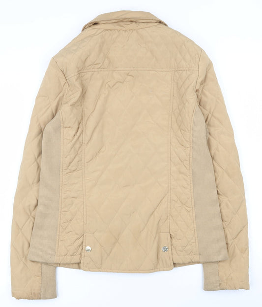 Per Una Womens Beige Quilted Coat Size 12 Zip