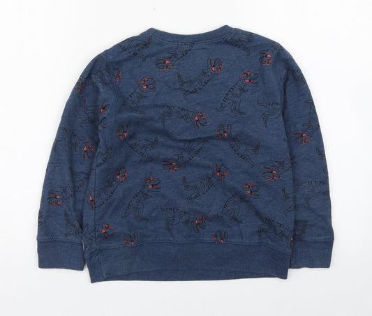 OshKosh B’gosh Boys Blue Geometric Cotton Pullover Sweatshirt Size 7 Years - Dinosaur