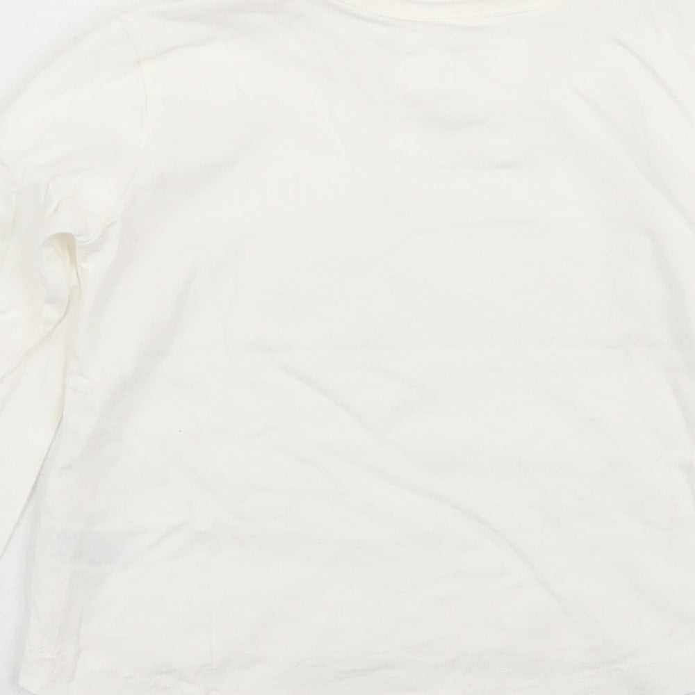 Dunnes Stores Girls Ivory Cotton Basic T-Shirt Size 3 Years Crew Neck - Queen