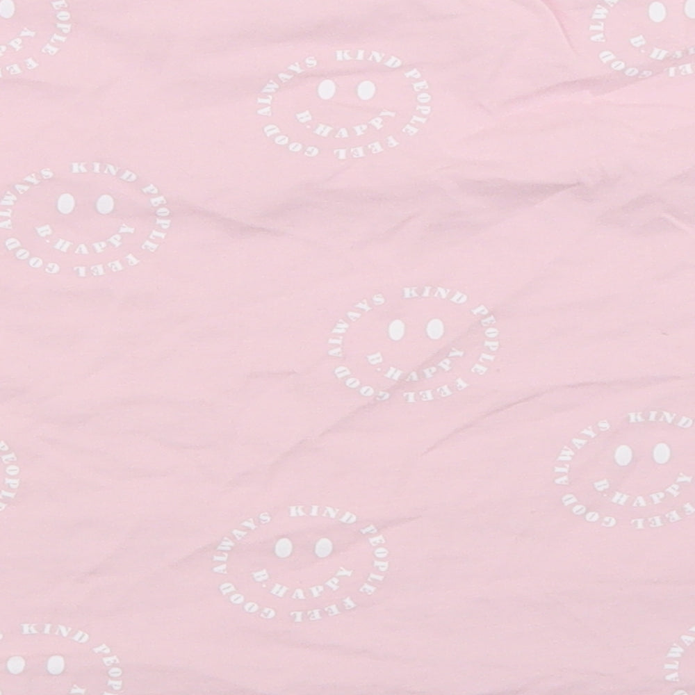 George Girls Pink Geometric Cotton Cropped T-Shirt Size 5-6 Years Crew Neck - Smiley Face