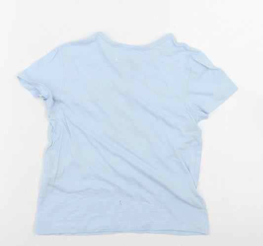 Primark Girls Blue Cotton Basic T-Shirt Size 5-6 Years Crew Neck - Dream