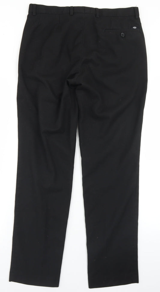 1880 Mens Black Polyester Dress Pants Trousers Size 32 in L28 in Regular Button