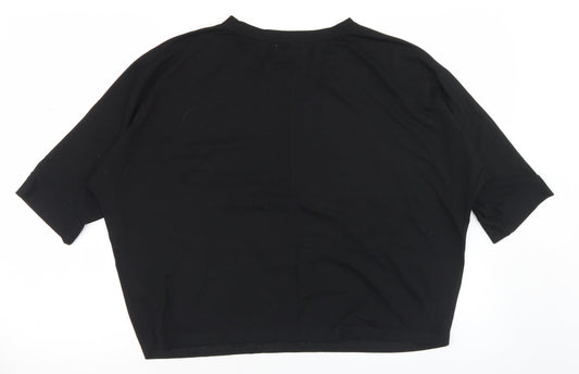 Paramour Womens Black Viscose Cropped T-Shirt Size M Round Neck