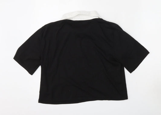 Preworn Womens Black Polyester Basic Polo Size M Collared