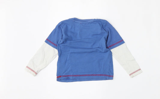 Dunnes Stores Boys Blue Cotton Basic T-Shirt Size 9-12 Months Round Neck