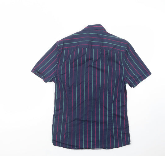 ASOS Mens Blue Striped Cotton Button-Up Size S Collared Button