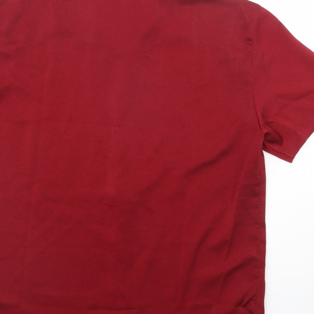 SheIn Womens Red Polyester Basic Button-Up Size M Collared