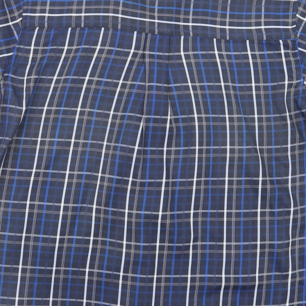 Originals Mens Blue Plaid Polyester Button-Up Size M Collared Button