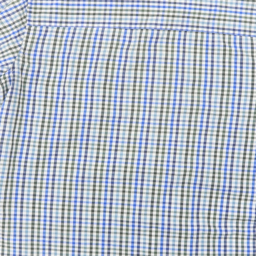 Originals Mens Blue Plaid Polyester Button-Up Size M Collared Button