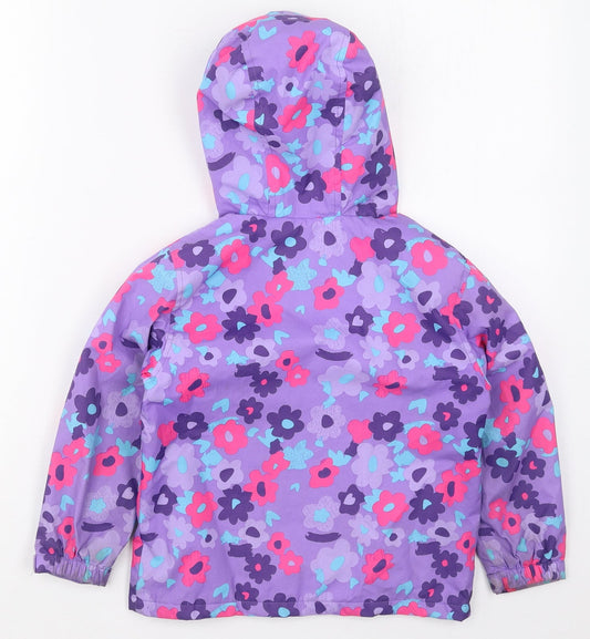 Hotoho Kids Girls Purple Floral Basic Coat Coat Size S Zip