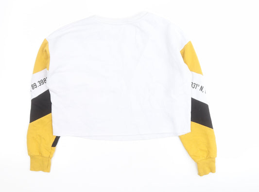 New Look Girls Yellow Colourblock Polyester Pullover Sweatshirt Size 10-11 Years Pullover - Cropped