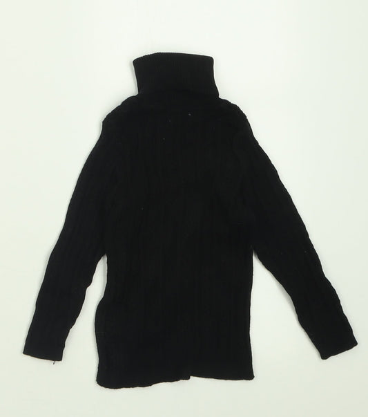 NEXT Girls Black Roll Neck Cotton Pullover Jumper Size 2 Years Pullover