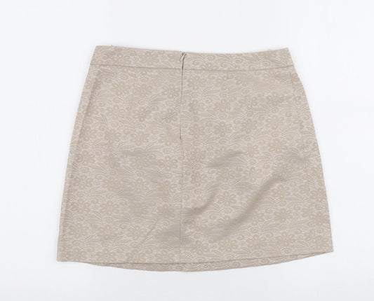 United Colors of Benetton Womens Beige Cotton A-Line Skirt Size 8 Zip