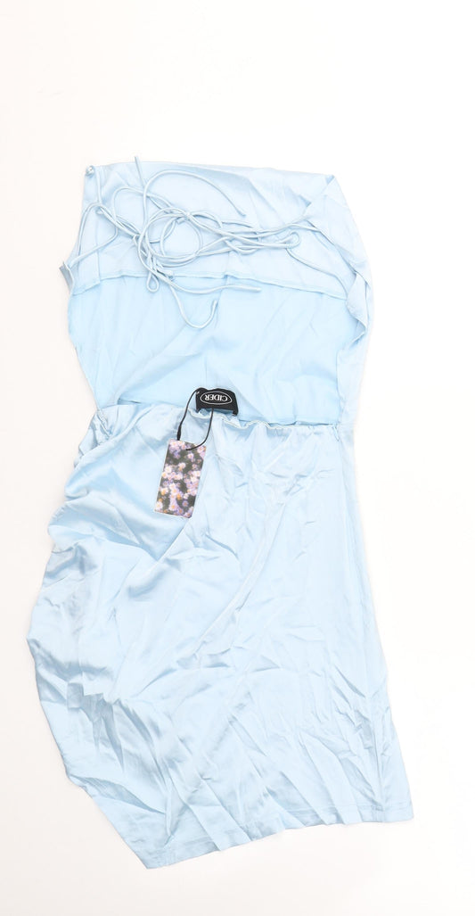 Cider Womens Blue Polyester Shift Size XS Square Neck Zip