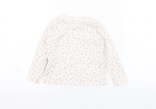 George Girls Ivory Polka Dot Cotton Basic T-Shirt Size 18-24 Months Round Neck Pullover