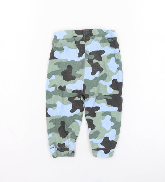 Peacocks Boys Green Camouflage Cotton Jogger Trousers Size 9-12 Months Pullover