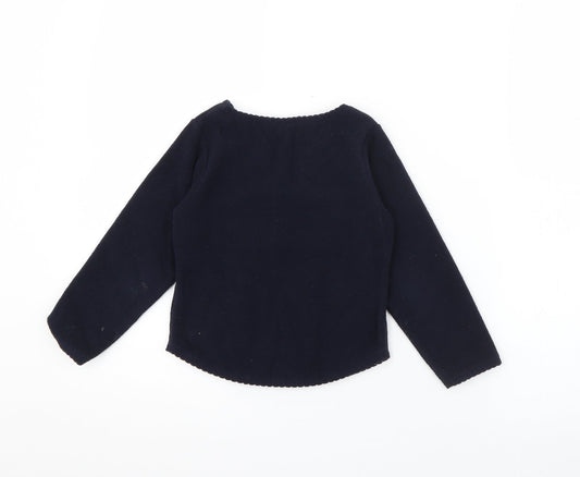 NEXT Girls Blue V-Neck Polyester Pullover Jumper Size 4 Years