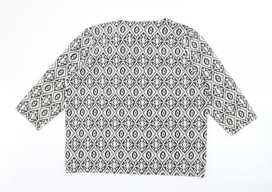 F&F Womens White Geometric Jacket Size 16 Hook & Eye
