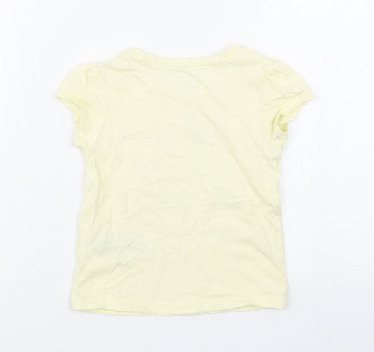 Primark Girls Yellow 100% Cotton Basic T-Shirt Size 18-24 Months Round Neck Pullover