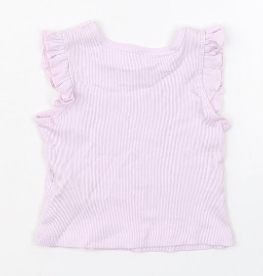 Primark Girls Purple Cotton Basic Tank Size 0-3 Months Crew Neck Pullover