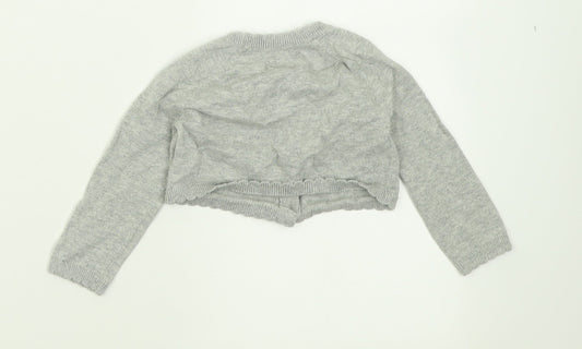 Gap Girls Grey Cotton Cardigan Jumper Size 12-18 Months Button
