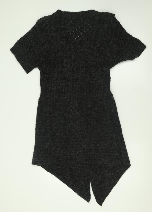 Vogue Womens Grey Acrylic Jumper Dress Size M V-Neck Pullover